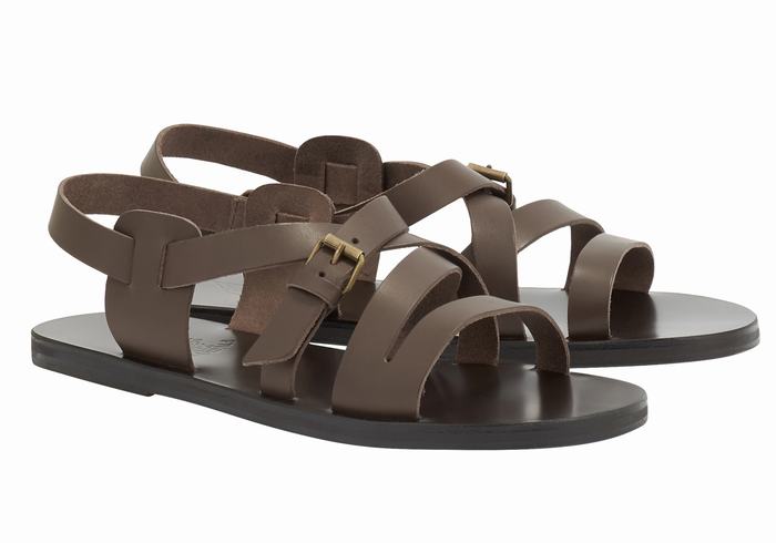 Ancient Greek Sandals Hercules Leather Uomo Sandali Casual Cioccolato | JJW731ZW