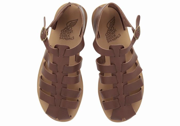 Ancient Greek Sandals Homer Leather Uomo Sandali Pescatore Caffè | MAM7893AM