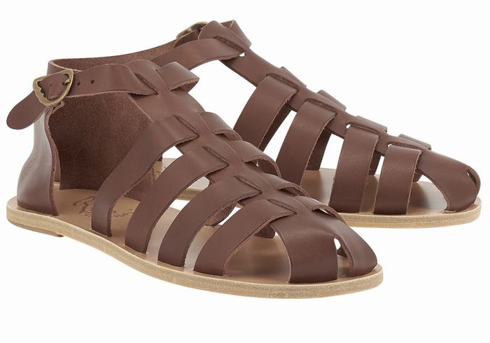 Ancient Greek Sandals Homer Leather Uomo Sandali Pescatore Caffè | MAM7893AM