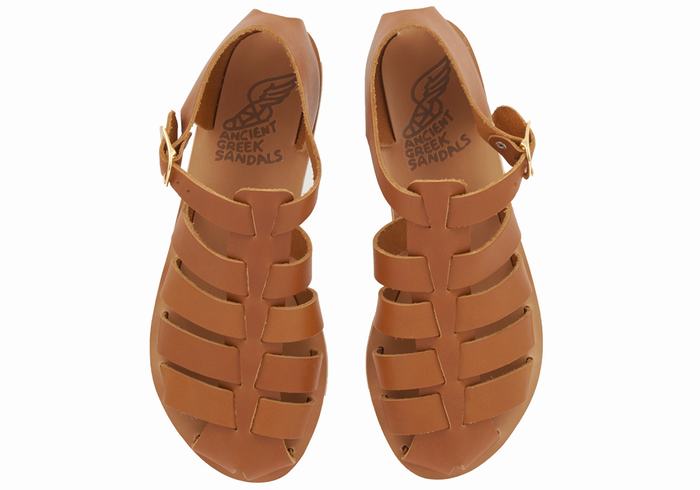 Ancient Greek Sandals Homeria Leather Donna Sandali Pescatore Marroni Scuro | BHQ7140EL