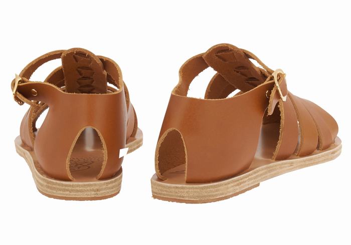 Ancient Greek Sandals Homeria Leather Donna Sandali Pescatore Marroni Scuro | BHQ7140EL