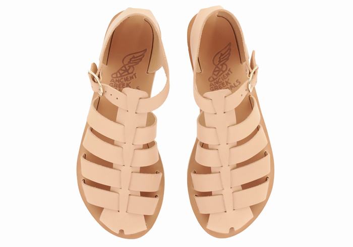 Ancient Greek Sandals Homeria Leather Donna Sandali Pescatore Beige | BRZ6570UK