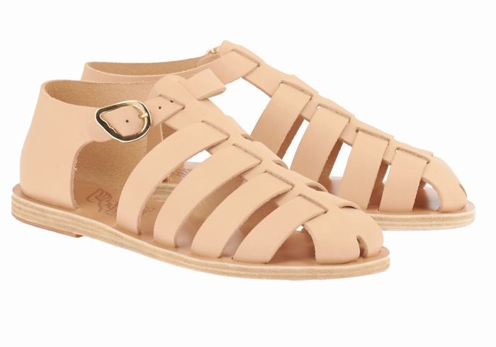 Ancient Greek Sandals Homeria Leather Donna Sandali Pescatore Beige | BRZ6570UK