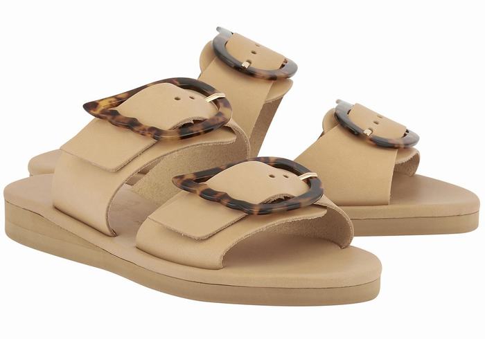 Ancient Greek Sandals Iaso Donna Sandali Scorrevoli Beige | ROT99UL