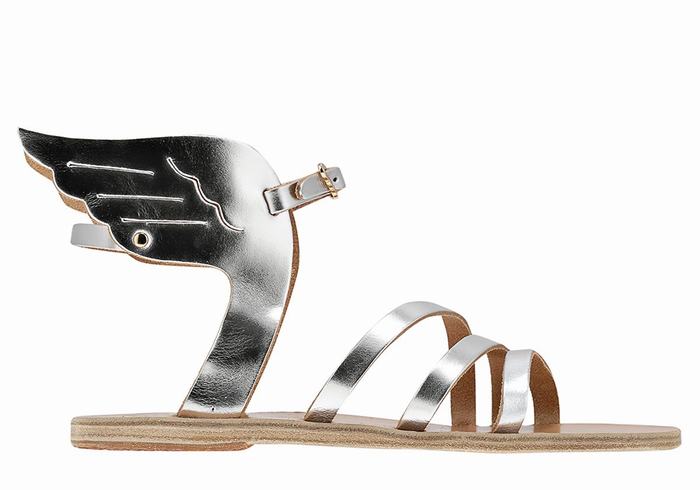 Ancient Greek Sandals Ikaria Leather Donna Sandali Con Cinturino Argento | BFH1889YR