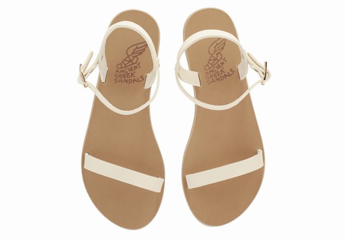 Ancient Greek Sandals Irida Leather Donna Sandali Con Cinturino Sul Retro Bianche | DYN5635FR