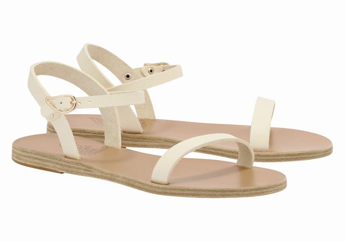 Ancient Greek Sandals Irida Leather Donna Sandali Con Cinturino Sul Retro Bianche | DYN5635FR