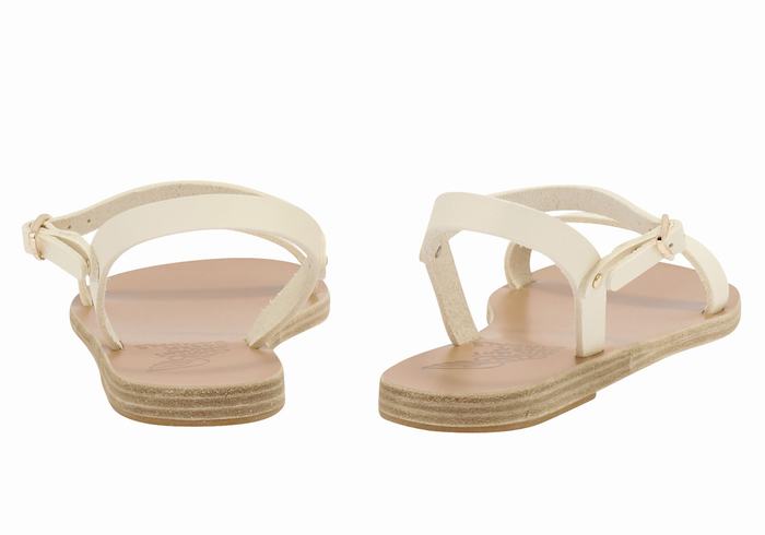 Ancient Greek Sandals Irida Leather Donna Sandali Con Cinturino Sul Retro Bianche | DYN5635FR