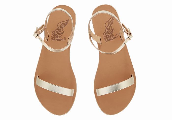 Ancient Greek Sandals Irida Leather Donna Sandali Con Cinturino Sul Retro Oro Bianche | VXY3426JE