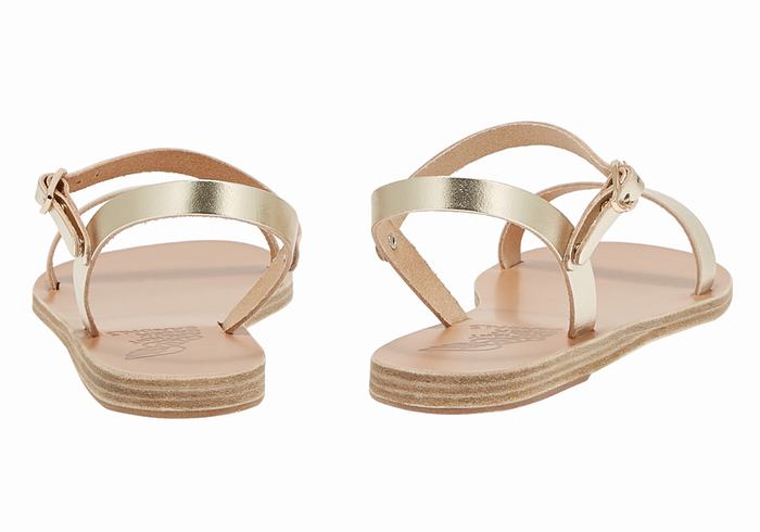 Ancient Greek Sandals Irida Leather Donna Sandali Con Cinturino Sul Retro Oro Bianche | VXY3426JE