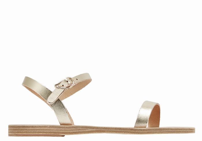 Ancient Greek Sandals Irida Leather Donna Sandali Con Cinturino Sul Retro Oro Bianche | VXY3426JE