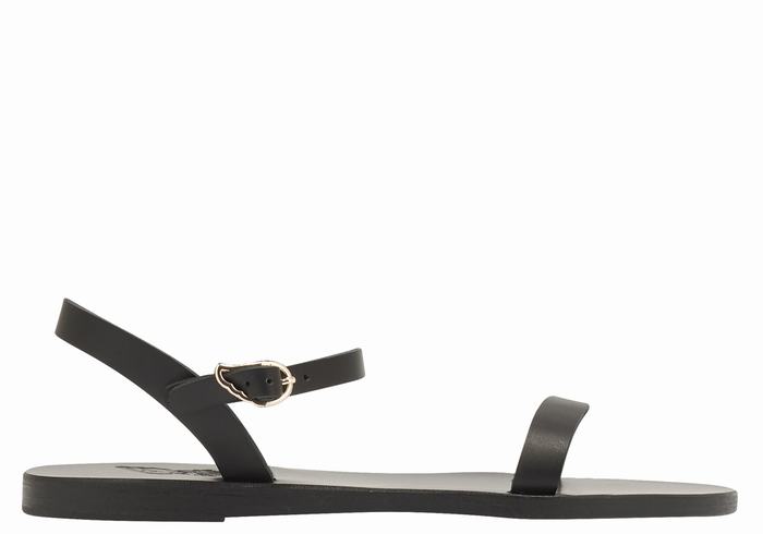 Ancient Greek Sandals Irida Leather Donna Sandali Con Cinturino Sul Retro Nere | VXK4470TM