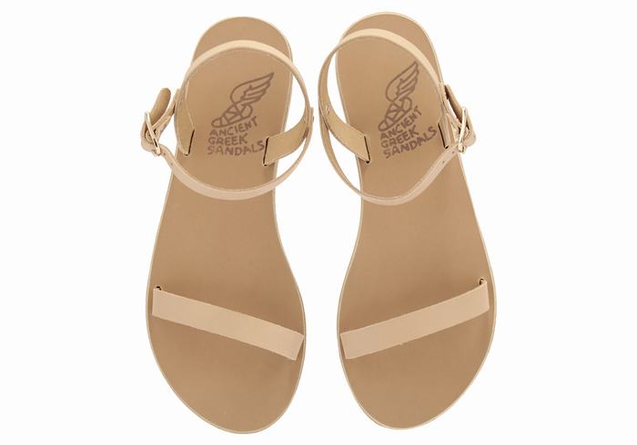 Ancient Greek Sandals Irida Leather Donna Sandali Con Cinturino Sul Retro Beige | OIR3531WY