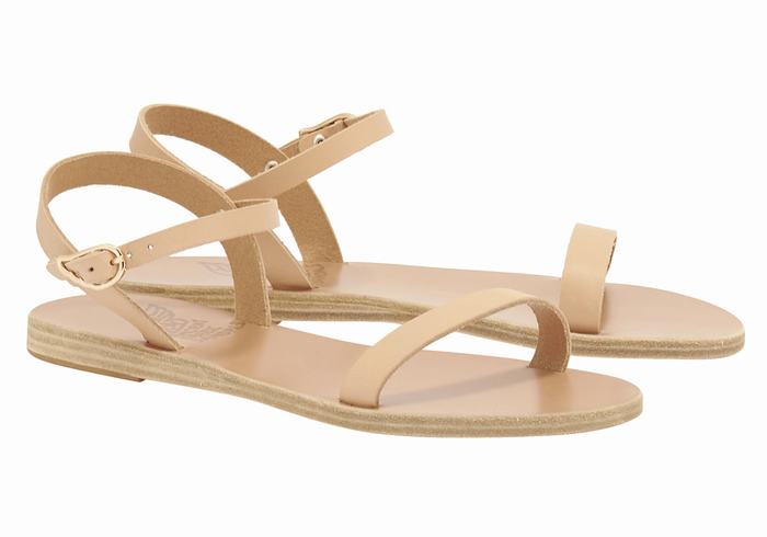 Ancient Greek Sandals Irida Leather Donna Sandali Con Cinturino Sul Retro Beige | OIR3531WY