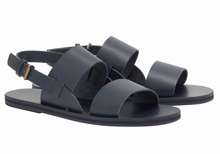 Ancient Greek Sandals Irodotos Leather Uomo Sandali Casual Blu Scuro | EDY8917AU