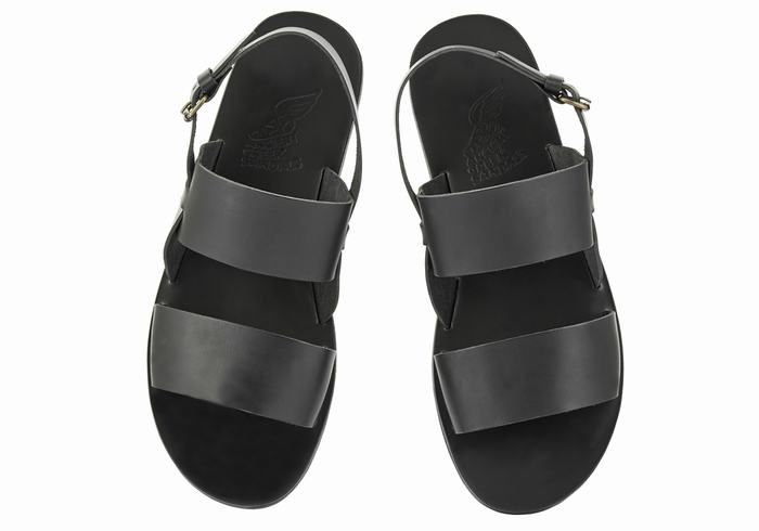 Ancient Greek Sandals Irodotos Leather Uomo Sandali Casual Nere | FLO726YO