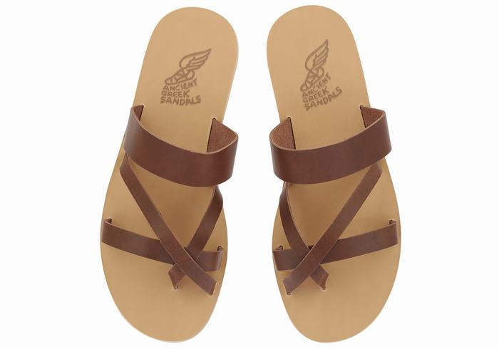 Ancient Greek Sandals Jason Leather Uomo Sandali Scorrevoli Caffè | FBL124KI