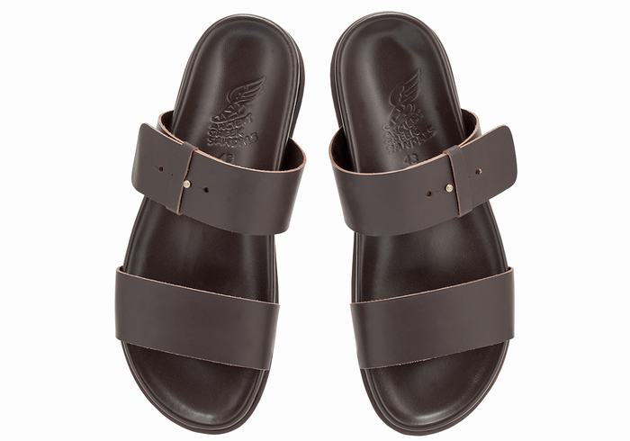 Ancient Greek Sandals Kimon Uomo Sandali Scorrevoli Cioccolato | VQU9123XJ