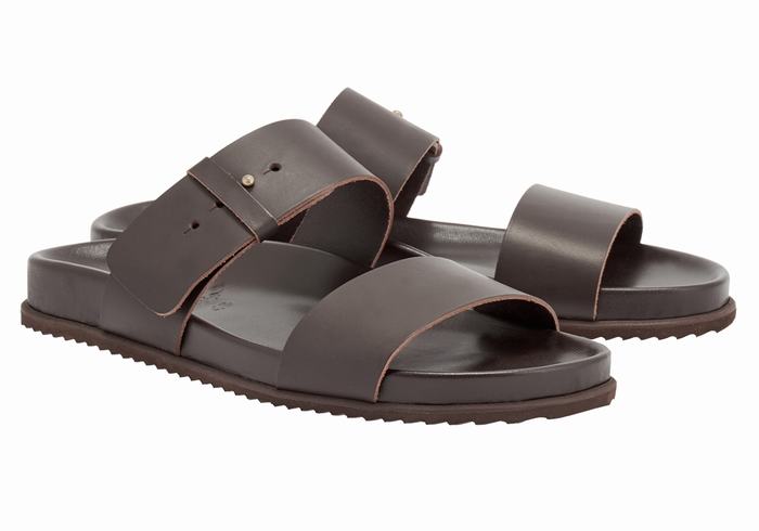 Ancient Greek Sandals Kimon Uomo Sandali Scorrevoli Cioccolato | VQU9123XJ