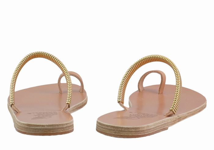 Ancient Greek Sandals Konaki Donna Sandali Con Puntale Beige Oro | CHL2884IU