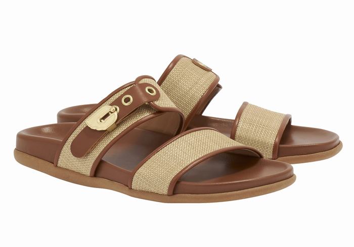 Ancient Greek Sandals Latria Donna Sandali Scorrevoli Beige Marroni | BSL4469TV