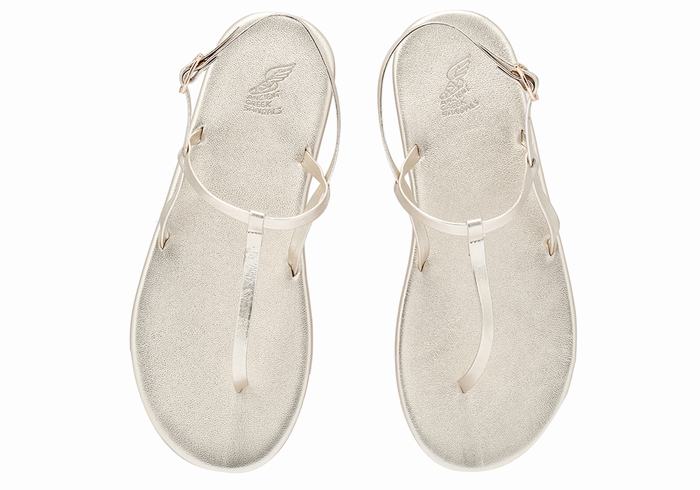 Ancient Greek Sandals Lito Flip Flop Donna Sandali Con Cinturino Sul Retro Oro Bianche | IRZ678VA