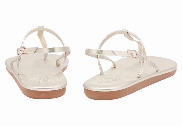 Ancient Greek Sandals Lito Flip Flop Donna Sandali Con Cinturino Sul Retro Oro Bianche | IRZ678VA