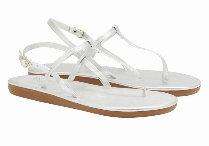 Ancient Greek Sandals Lito Flip Flop Donna Sandali Con Cinturino Sul Retro Argento | KPD7722KN