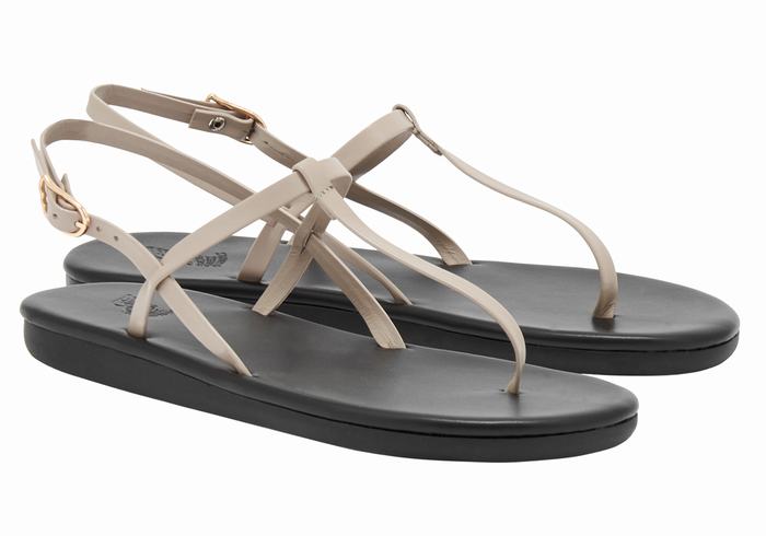 Ancient Greek Sandals Lito Flip Flop Donna Sandali Con Cinturino Sul Retro Grigie Marroni | KBF574KT