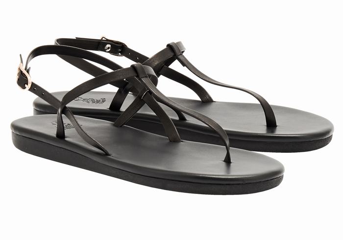 Ancient Greek Sandals Lito Flip Flop Donna Sandali Con Cinturino Sul Retro Nere | VTF1260VX