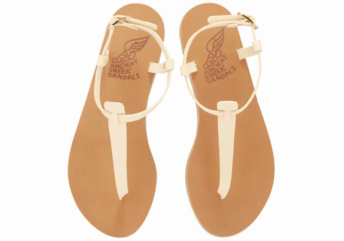 Ancient Greek Sandals Lito Flip Flop Leather Donna Sandali Con Cinturino Sul Retro Bianche | JRH4184WN