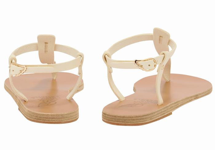 Ancient Greek Sandals Lito Flip Flop Leather Donna Sandali Con Cinturino Sul Retro Bianche | JRH4184WN