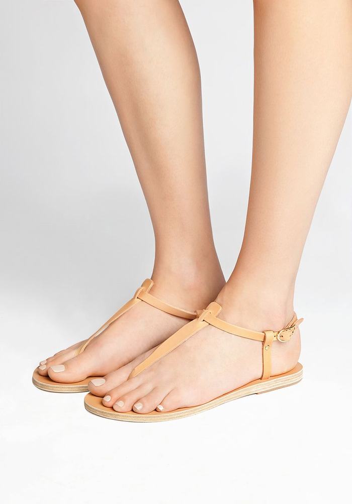 Ancient Greek Sandals Lito Flip Flop Leather Donna Sandali Con Cinturino Sul Retro Beige | QOS9475WK