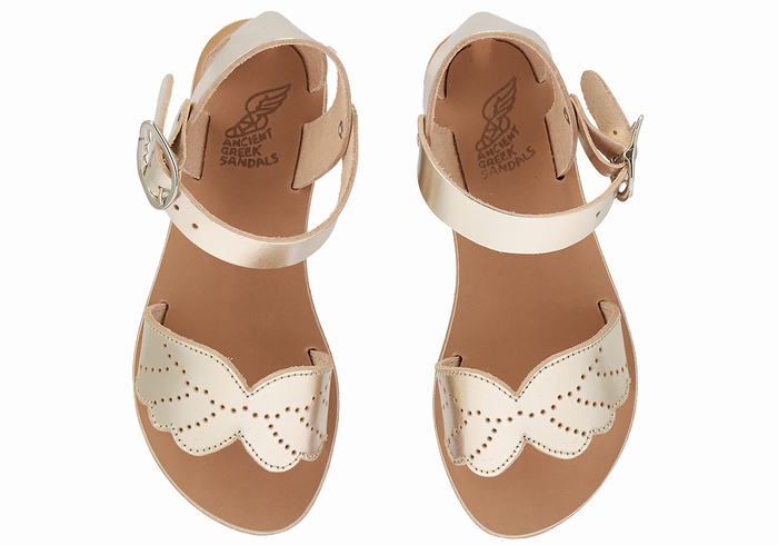 Ancient Greek Sandals Little Andromeda Soft Bambino Sandali Casual Oro Bianche | TMI2278PR