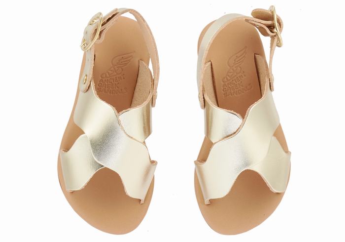 Ancient Greek Sandals Little Atokos Soft Bambino Sandali Casual Oro Bianche | QTN7321AM