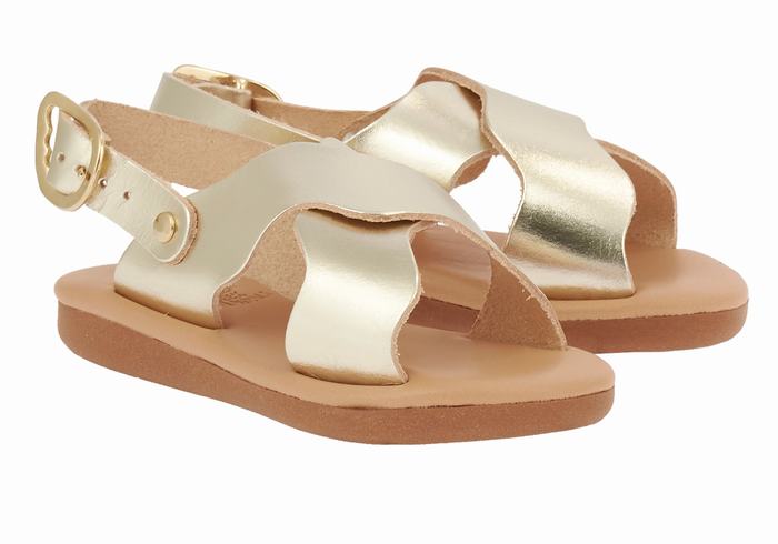 Ancient Greek Sandals Little Atokos Soft Bambino Sandali Casual Oro Bianche | QTN7321AM