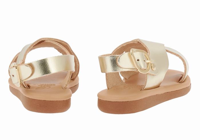 Ancient Greek Sandals Little Atokos Soft Bambino Sandali Casual Oro Bianche | QTN7321AM