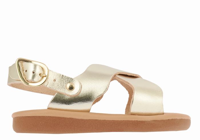 Ancient Greek Sandals Little Atokos Soft Bambino Sandali Casual Oro Bianche | QTN7321AM