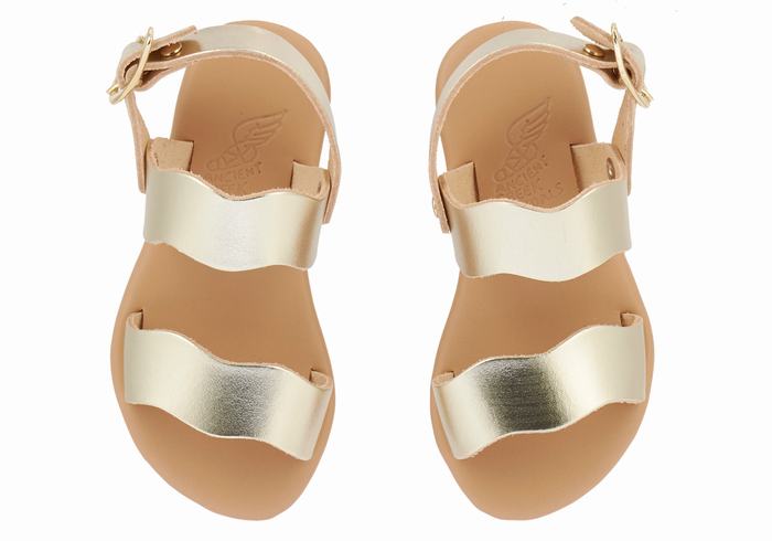 Ancient Greek Sandals Little Calamos Soft Bambino Sandali Casual Oro Bianche | RFN3081TL