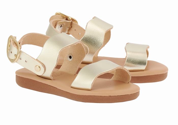 Ancient Greek Sandals Little Calamos Soft Bambino Sandali Casual Oro Bianche | RFN3081TL