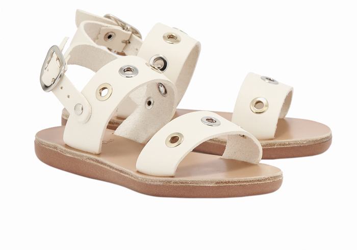 Ancient Greek Sandals Little Clio Eyelets Soft Bambino Sandali Casual Bianche | NJW6884YM