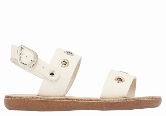 Ancient Greek Sandals Little Clio Eyelets Soft Bambino Sandali Casual Bianche | NJW6884YM