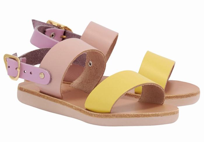 Ancient Greek Sandals Little Clio Soft Bambino Sandali Casual Gialle Rosa Viola | PDB7112JA