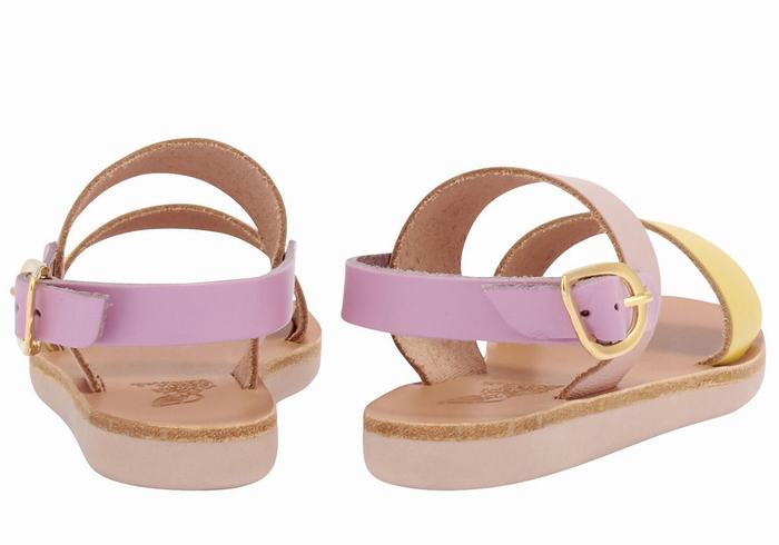 Ancient Greek Sandals Little Clio Soft Bambino Sandali Casual Gialle Rosa Viola | PDB7112JA