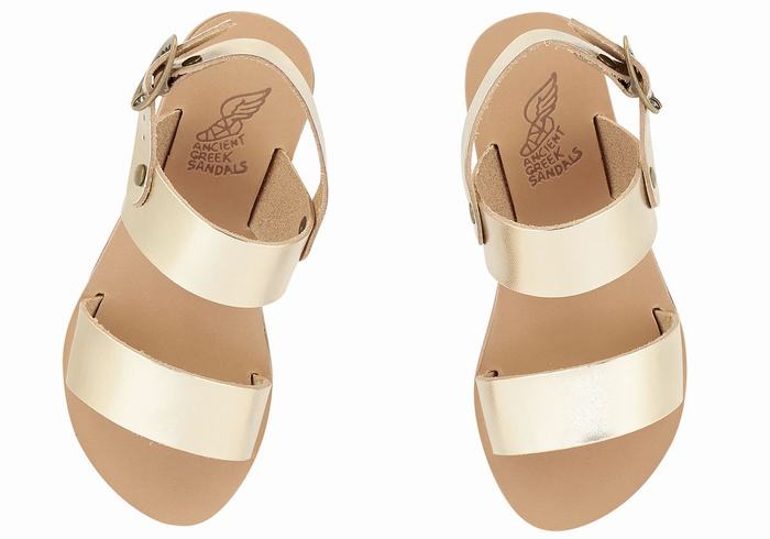 Ancient Greek Sandals Little Clio Soft Bambino Sandali Casual Oro Bianche | PYC4884XT