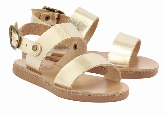 Ancient Greek Sandals Little Clio Soft Bambino Sandali Casual Oro Bianche | PYC4884XT