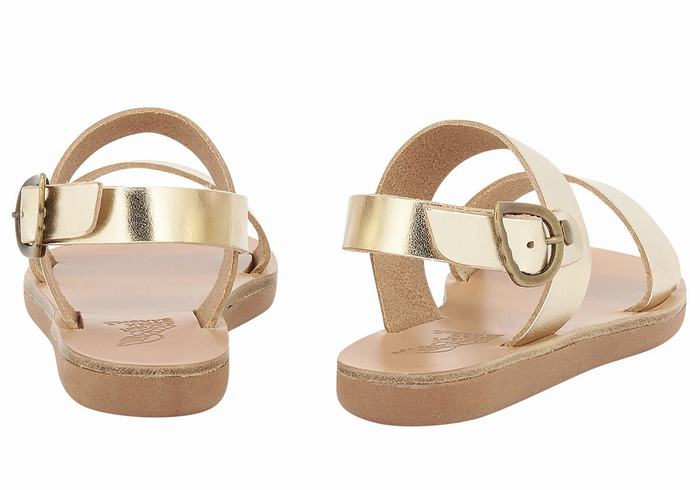 Ancient Greek Sandals Little Clio Soft Bambino Sandali Casual Oro Bianche | PYC4884XT