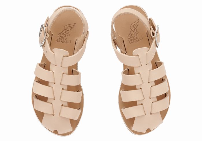 Ancient Greek Sandals Little Ektoras Soft Bambino Sandali Pescatore Beige | WQB1448VH