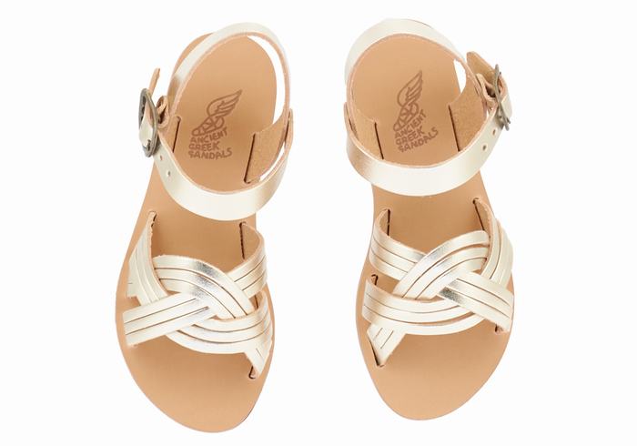 Ancient Greek Sandals Little Electra Soft Bambino Sandali Bassi Oro Bianche | LYR5881PX