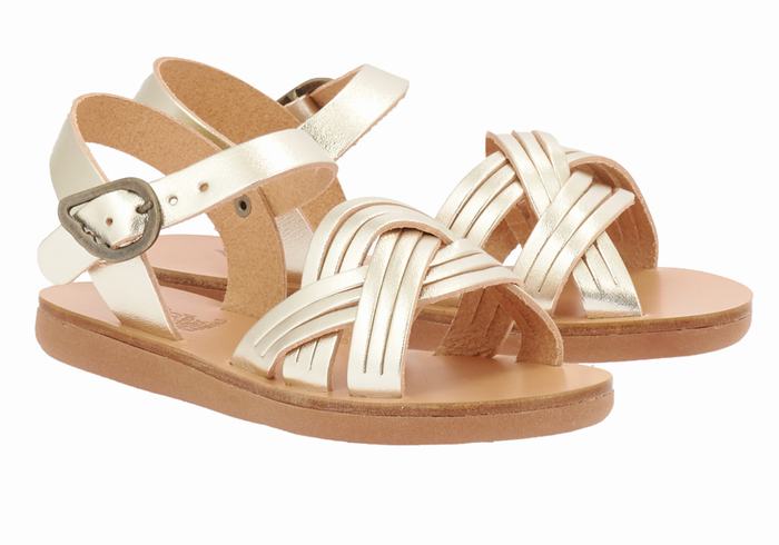 Ancient Greek Sandals Little Electra Soft Bambino Sandali Bassi Oro Bianche | LYR5881PX